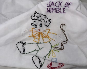 Vtg Handmade Embroidered Baby Themed Quilt Top Ready To Be Quilted-Project Piece