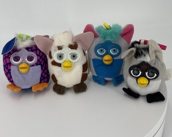 Furby Plush Keychain Lot of 4 Vintage 2000 McDonalds Happy Meal Clip Toys VTG