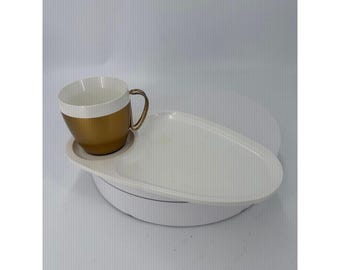 Mid Century Modern MCMGold NFC Insulated Mug and White Snack Tray