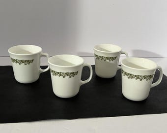 1 Vtg Corning Coffee Cup Mug Green Crazy Daisy Spring Blossom 3.5&quot;-Vol Discount