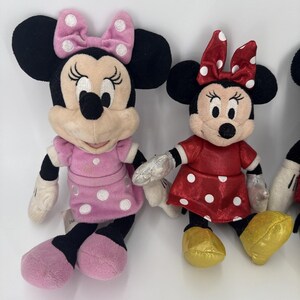 Disney Mini Plush Lot Minnie & Mickey Mouse Stuffed Toys-3 Minnie Mouse 1 Mickey afbeelding 2