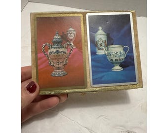 Vtg Congress Playing Cards Double Deck Cel-u-Tone Finish Pottery/Caniste Pattern