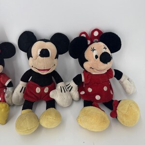 Disney Mini Plush Lot Minnie & Mickey Mouse Stuffed Toys-3 Minnie Mouse 1 Mickey afbeelding 3