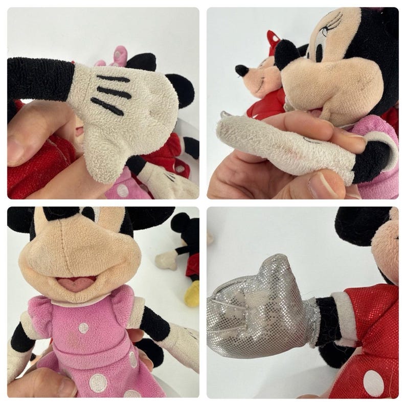 Disney Mini Plush Lot Minnie & Mickey Mouse Stuffed Toys-3 Minnie Mouse 1 Mickey afbeelding 8