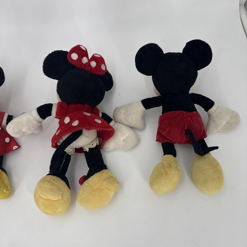 Disney Mini Plush Lot Minnie & Mickey Mouse Stuffed Toys-3 Minnie Mouse 1 Mickey afbeelding 6