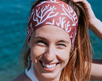 Coral Hair Headband · Stretch Headband · Scuba, Snorkeling & Everyday Wear · Ocean Lover Gift · Handmade