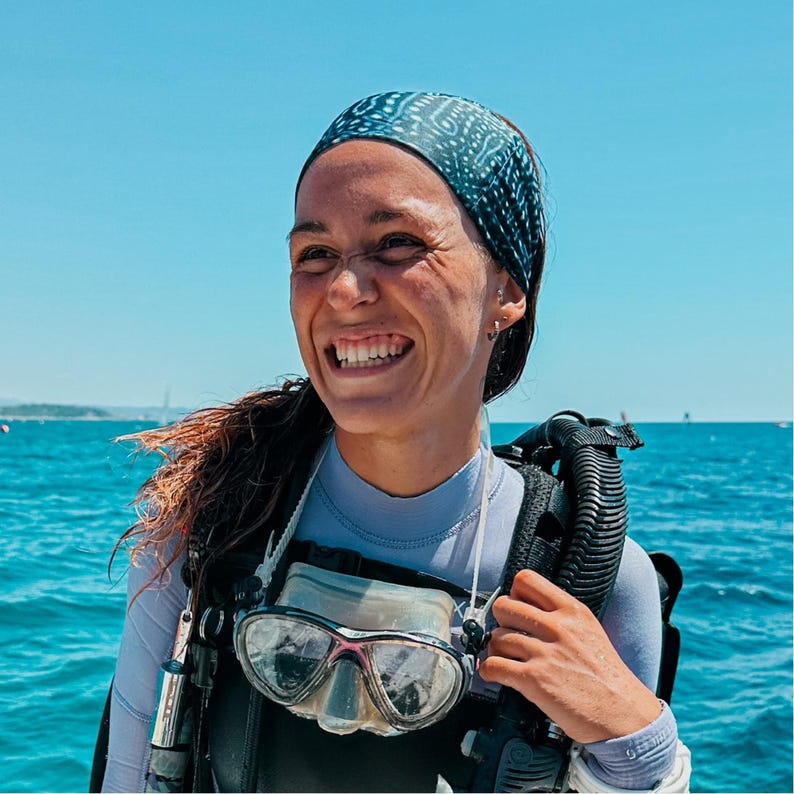 Cinta para el pelo Tiburón Ballena · Diadema de buceo (headband) · Buceo, snorkel y uso diario · Hecha a mano imagen 2