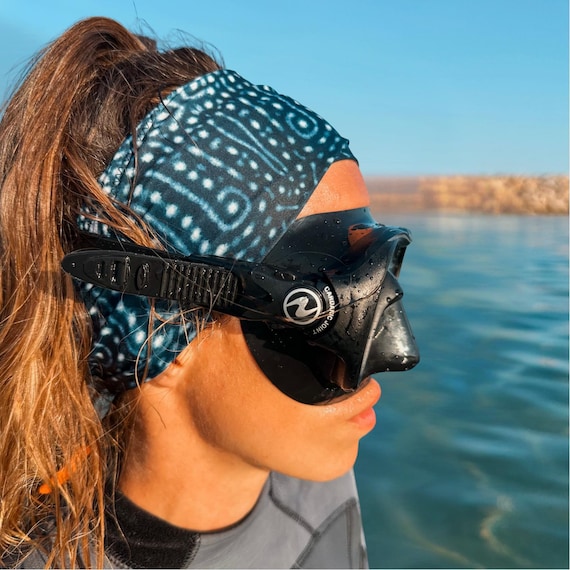 Cinta para el pelo Tiburón Ballena · Diadema de buceo (headband) · Buceo, snorkel y uso diario · Hecha a mano