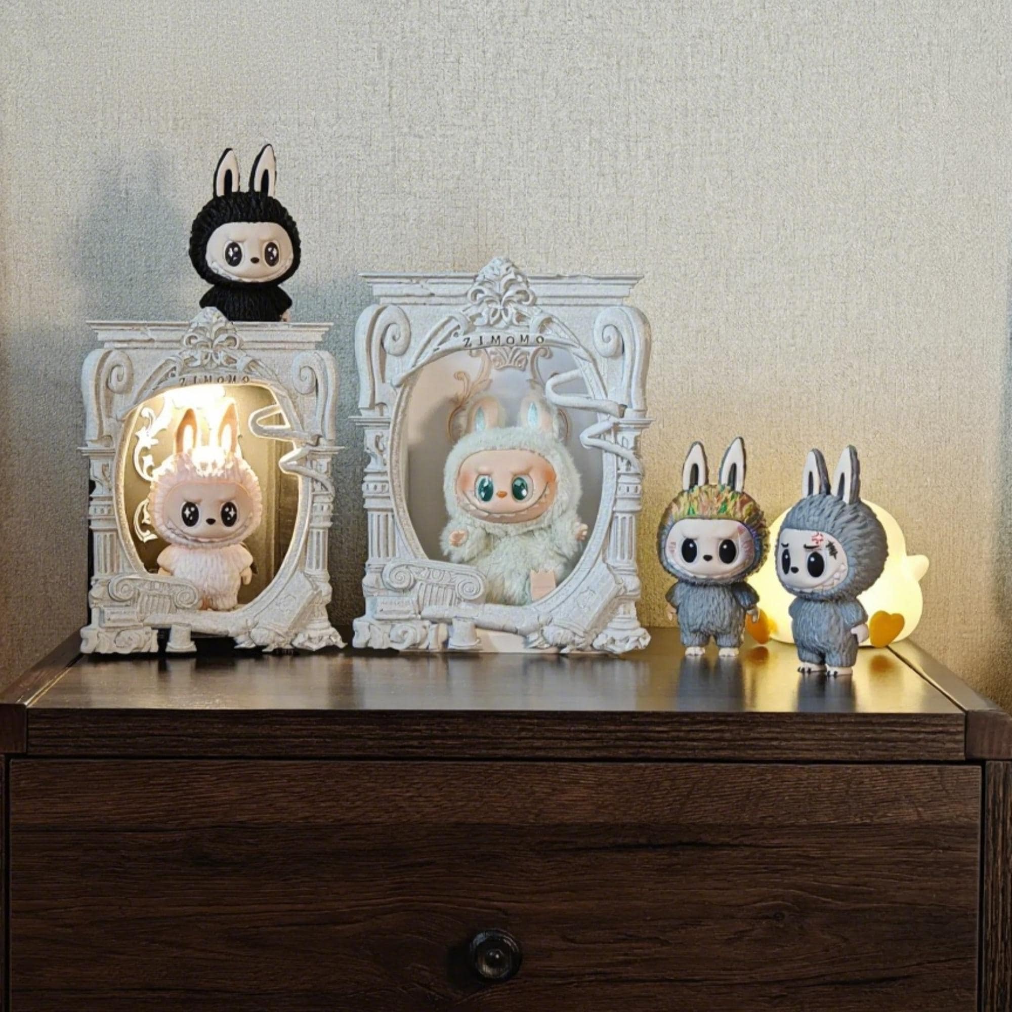 Labubu Frame Night Light | Vintage Style Labubu Display Case | labubu accessories | Whimsical Toy Display for Desk or Bookshelf