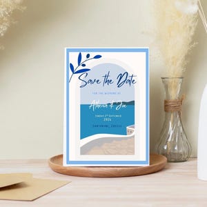 Santorini save the date , Greece save the date, save the date template, digital template, Greek theme save the date,destination wedding