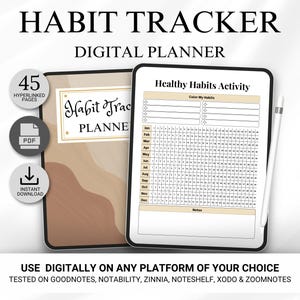 Printable Habit tracker, Minimalist Daily Habit Tracker, Goal Tracker, Mood Tracker, Habit Planner Goal Tracker, Habit Tracker Spreadsheet