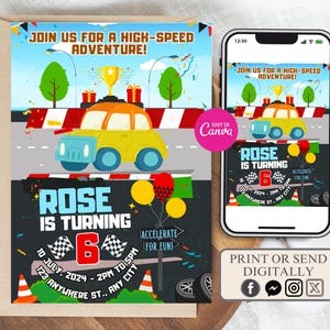 Editable Car Birthday Invitation, Car Party Invitation, Car Birthday Invite, Race Car Invitation, Printable Cars invitation, racing template
