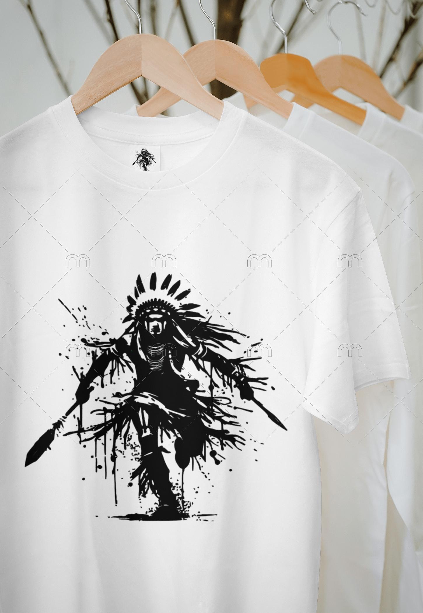 Native American Warrior Art Splash T-shirt - Etsy