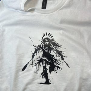 Native American Warrior Art Splash T-Shirt | Unisex Graphic Tee | Made-to-Order Custom Shirt