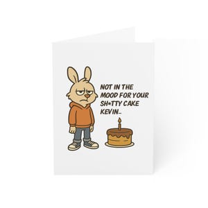Grußkarten, Lustige Geburtstagskarte, Asshole Rabbit Karte, sarkastische Karte, Shitty Cake Karte, Snarky Karte