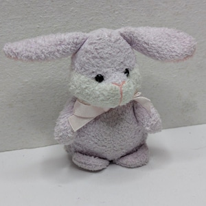 Russ Mini Bunny Rabbit Plush Beanbag Lilac White Terrycloth 90s Vintage HTF Rare