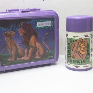 Disney Lion King Lunchbox & Thermos Set Aladdin Plastic Vintage USA 90s