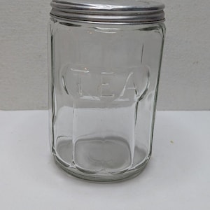 TEA Hoosier Gerippt Glasdose Aluminium Deckel Vintage Antik