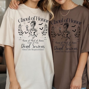 Funny maid of honor shirt for Halloween bachelorette party personalized matron of honor gift cute spooky bridal party tee