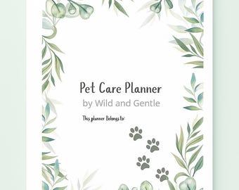 Planificador imprimible de cuidado de mascotas: registro veterinario, cuidados, hitos (Descarga digital en PDF A4)