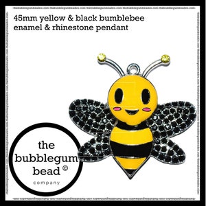 45mm-YELLOW & BLACK BUMBLEBEE Chunky Necklace Pendant for Keychains, Necklaces, Jewelry Making, Diy Craft Supplies- The Bubblegum Bead Co.