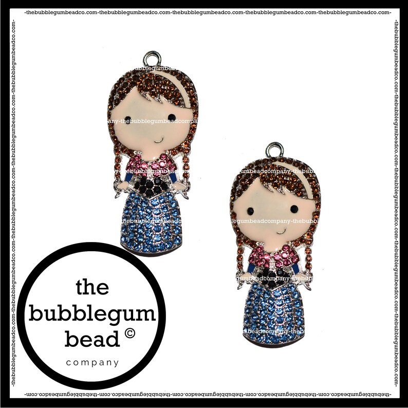 Chunky Necklace Pendant Gumball Necklace Pendant The Bubblegum Bead Co. 53mm-ANNA INSPIRED RHINESTONE Pendant Disney/'s Frozen Inspired