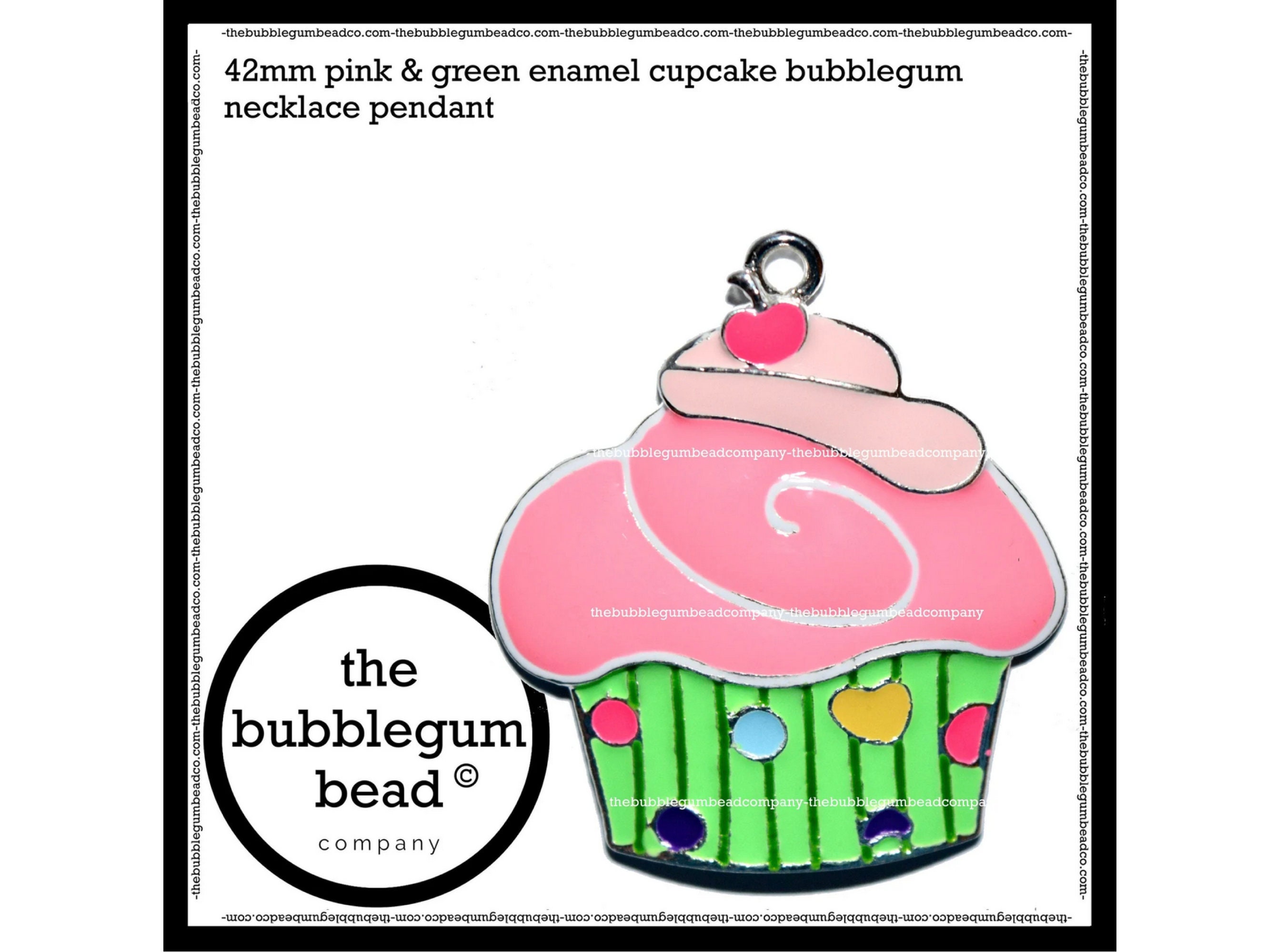 42mm-pink & GREEN CUPCAKE Enamel/rhinestone Pendant, Key 42mm-pink & GREEN CUPCAKE Enamel/rhinestone Pendant, Key