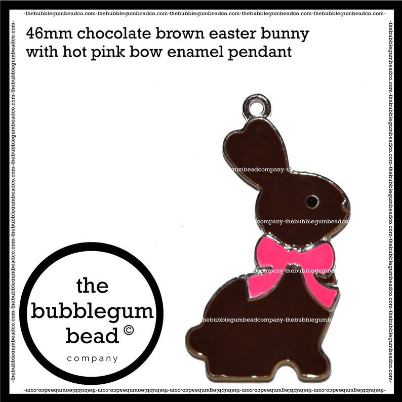 Enamel Bunny 46mm-BROWN EASTER BUNNY Rabbit Bubblegum Necklace Pendant Chunky Necklace Pendant The Bubblegum Bead Co. Gumball Pendant