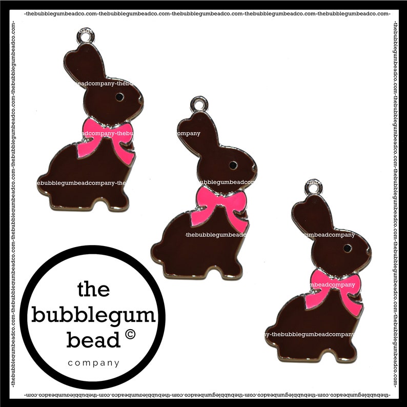 Enamel Bunny 46mm-BROWN EASTER BUNNY Rabbit Bubblegum Necklace Pendant Chunky Necklace Pendant The Bubblegum Bead Co. Gumball Pendant