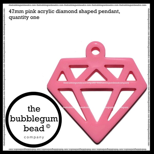 47mm-PINK ACRYLIC DIAMOND Pendant Charm