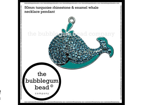 50mm-blue WHALE OCEAN Theme Rhinestone Pendant, Key Chain