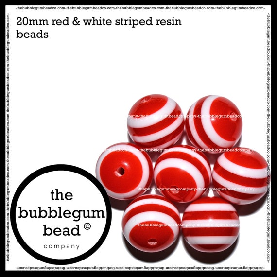 Bubble Gum Beads 20mm-GREEN /& WHITE STRIPED Chunky Beads Bubblegum Beads Acrylic Round Beads The Bubblegum Bead Co. Gumball Beads
