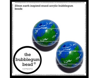 20mm-EARTH PRINTED BUBBLEGUM Bubblegum Beads