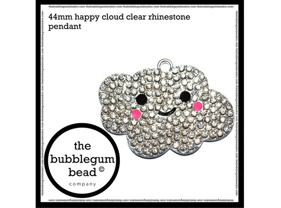44mm happy CLOUD RHINESTONE Bubblegum Necklace Pendant Gumball