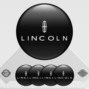 Lincoln Stickers Wheel center caps Rims Glossy Domed Hub Emblem Logo Badges 4Pcs Silicone Resin Epoxy Decals Gift Man Woman Birthday Present