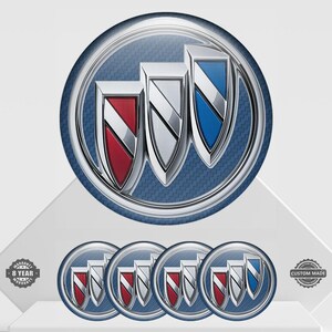 Buick Stickers Domed Hub Emblem Badges Logo 4 Pcs Glossy Resin Epoxy Decals Wheel center caps Rims  Car Gift Man Gift for Her Him Man Woman