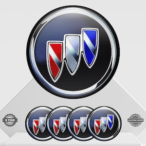 Buick Stickers Domed Hub Emblem Logo 4 Pcs Glossy Resin Epoxy Decals Wheel center caps Rims  Car Gift Man Gift for Her Him Man Woman