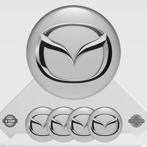 Mazda Stickers Domed Wheel center caps Rims Glossy Hub Emblem Logo Badges 4 Pcs Silicone Resin Epoxy Decals Gift Present Man 3d 30 Models