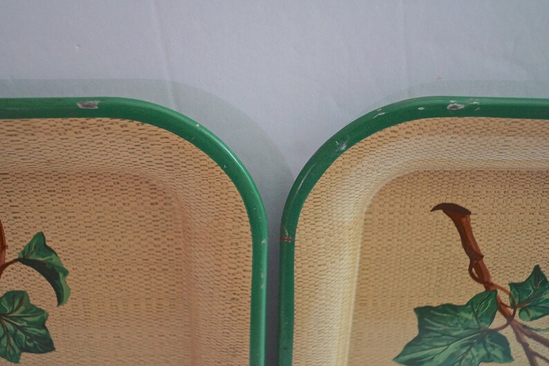 Set of 2 Metal Vintage TV Lap Trays. 1950s Retro TV Tray Pair. Mid
