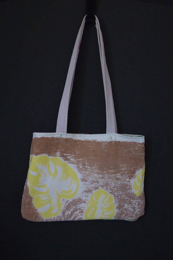 Vintage Handmade Fabric Tote Bag. Tropical Floral… - image 5