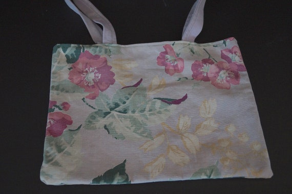 Vintage Handmade Fabric Tote Bag. Tropical Floral… - image 4