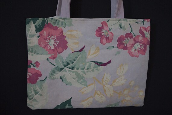 Vintage Handmade Fabric Tote Bag. Tropical Floral… - image 3