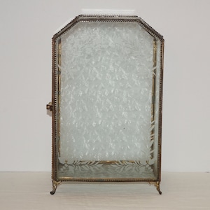 Antique 1800s French Glass Jewelry Cabinet Ormolu Casket. French Armoire Glass Jewelry Box. French Jewelry Display Box Floral Glass Door