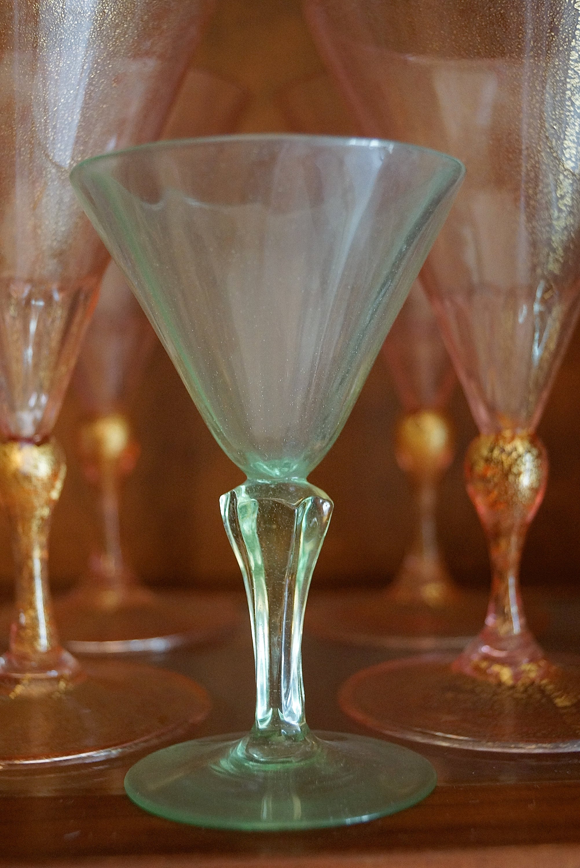 Set of Six Vintage Venini Glass Wine Glasses . Pale Etsy