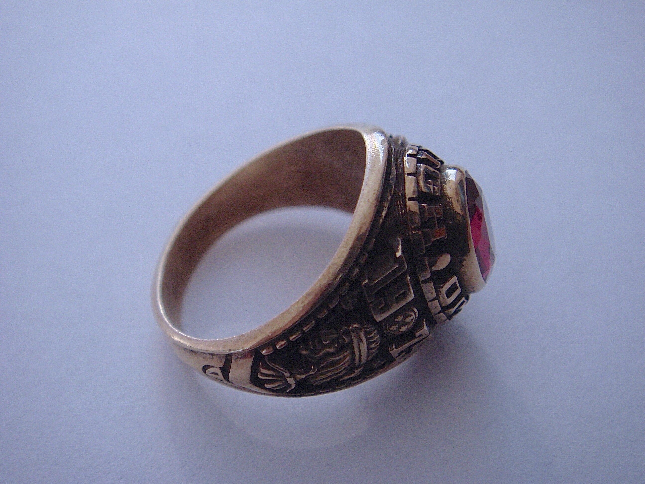 Vintage 1970s Solid 10K Gold High School Class Ring Sz 5. 10K Gold Ruby ...