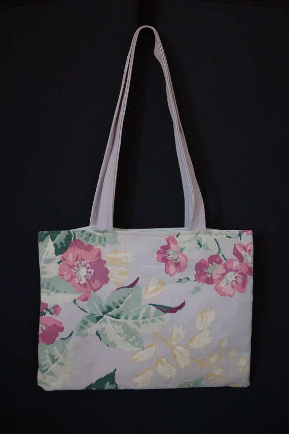 Vintage Handmade Fabric Tote Bag. Tropical Floral… - image 6