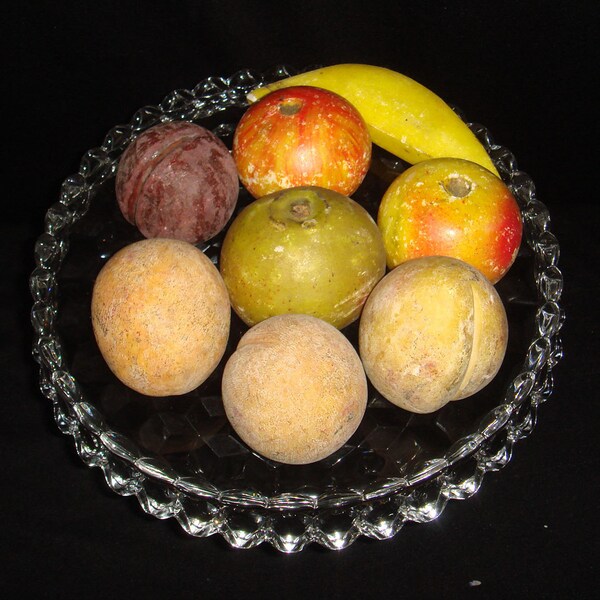 Vintage Italian Alabaster Stone Fruit 8 Pieces