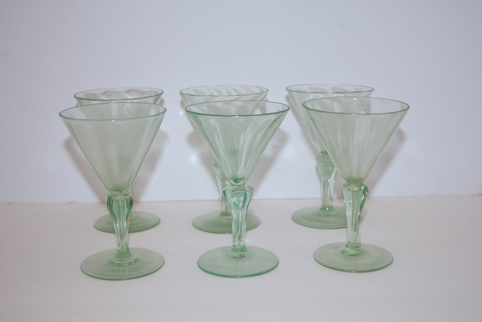 Set of Six Vintage Venini Glass Wine Glasses . Pale Etsy