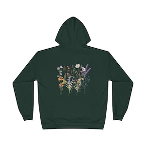 Wildflower Hoodie Women’s Floral Graphic Pullover Sweatshirt | Cottagecore Aesthetic Nature Hoodie | Gift for Her