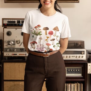 Mushroom Shirt - Fungi Graphic Tee - Cottagecore Aesthetic Shirt - Nature Lover Gift - Botanical Forest T-Shirt - Unisex Eco Tee